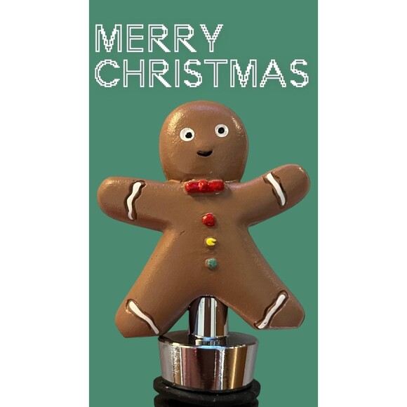 Whimsical Christmas Wine Stopper - Gingerbread Man Home Accent - Picture 2 of 5